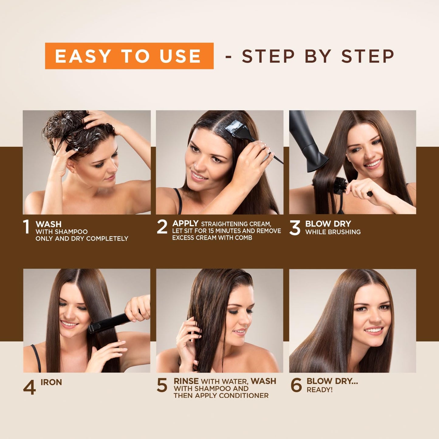 Kativa Brazilian Straightening Natural Kit, 12 Weeks of Professional Straightening, with Organic Argan Oil, Shea Butter, Vegetal Keratin, and Amino Acids, for All Hair Types, Dermatologist Tested